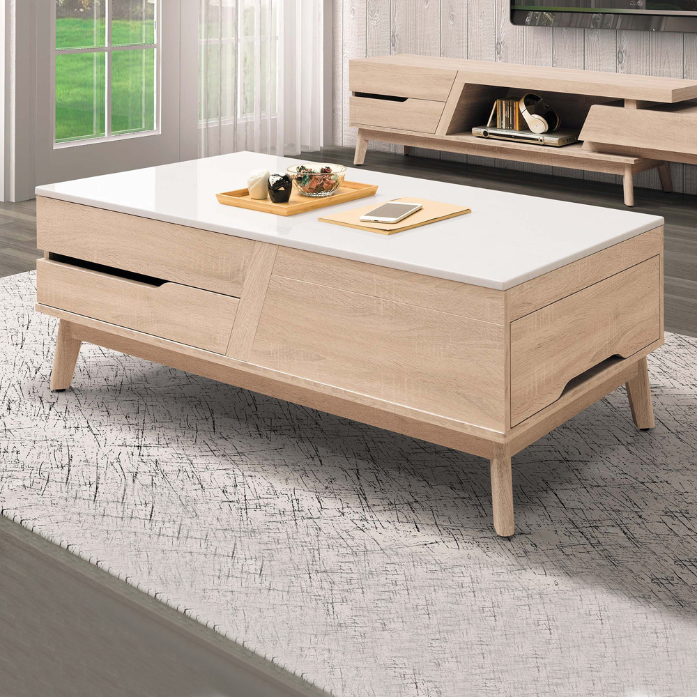 芬特4尺白色石面大茶几