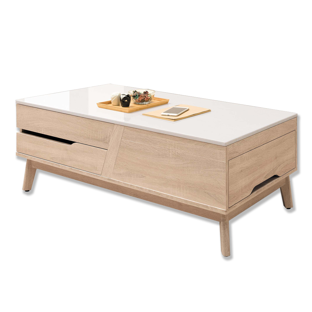 芬特4尺白色石面大茶几