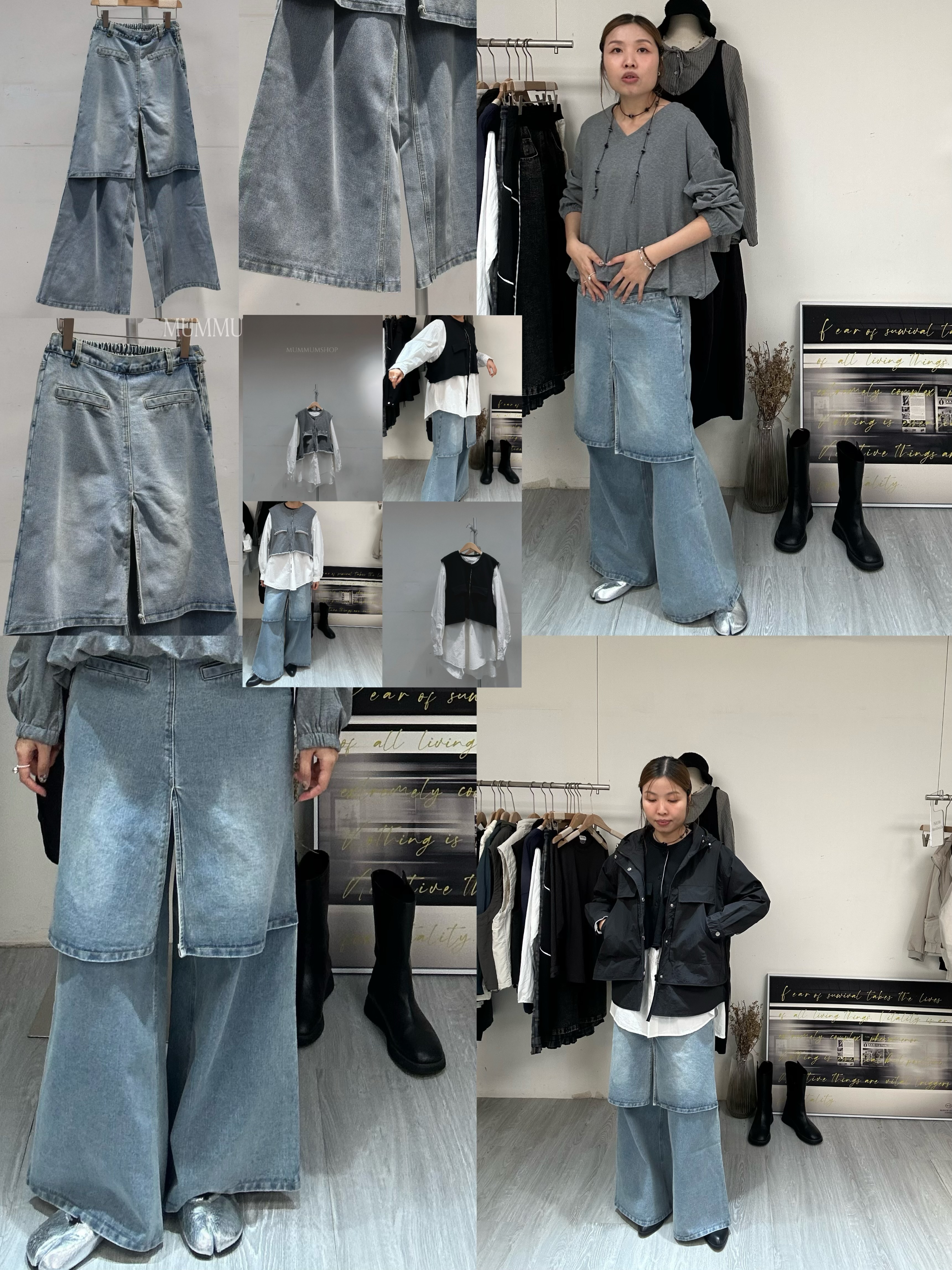 03596a/韓國今年一定要入手嘅牛仔雙層褲/26-36/40/40