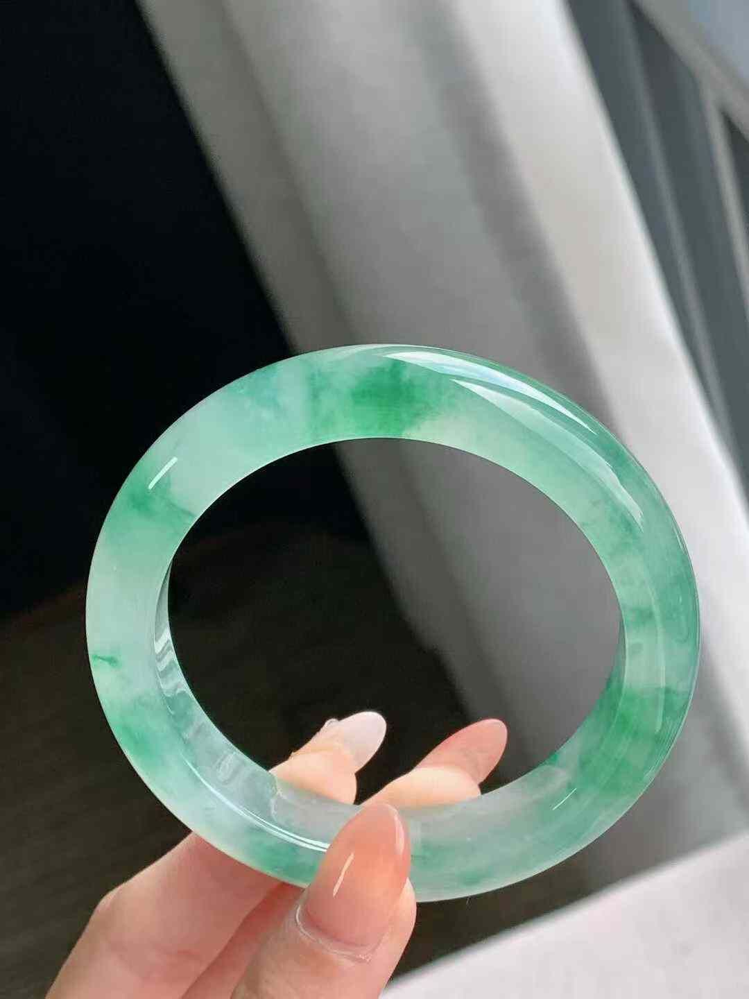 高冰飄花翡翠正圈手鐲,天然翡翠A玉, 緬甸玉, Jade, Jadeite