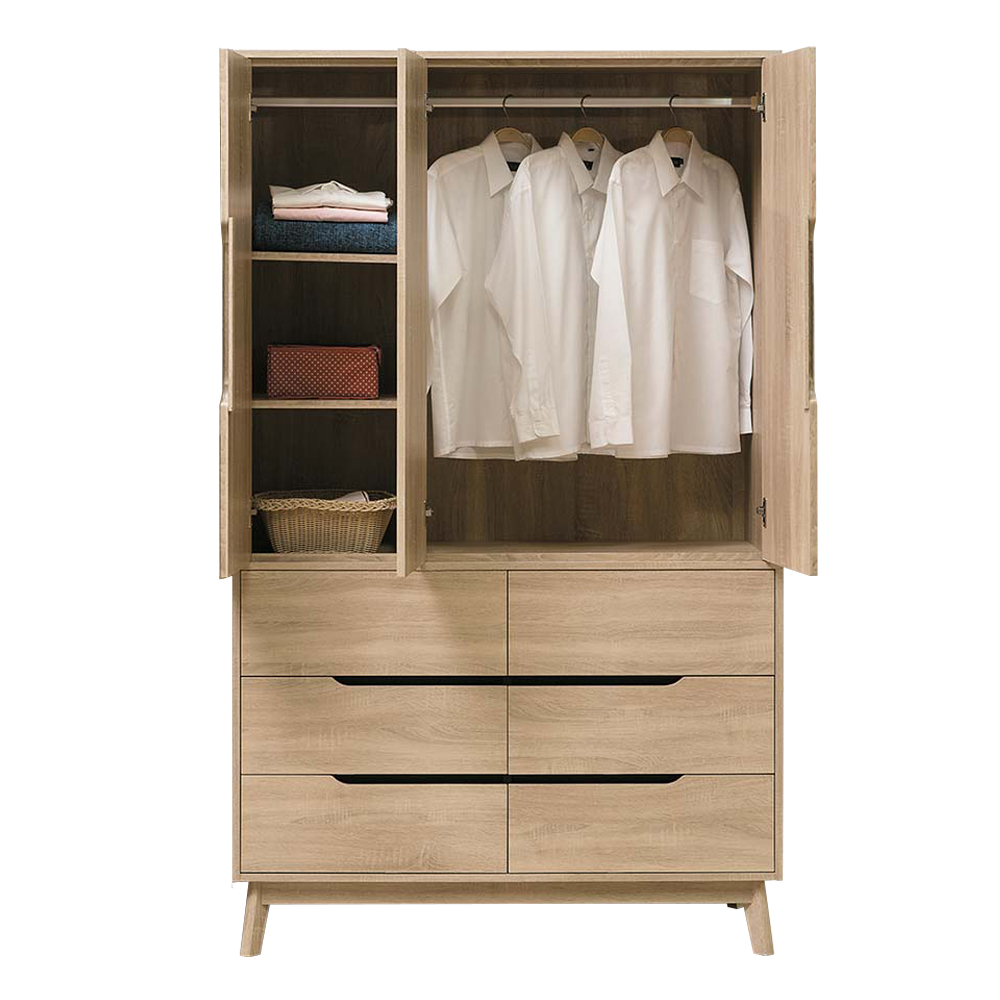 芬特4尺三門六抽衣櫃