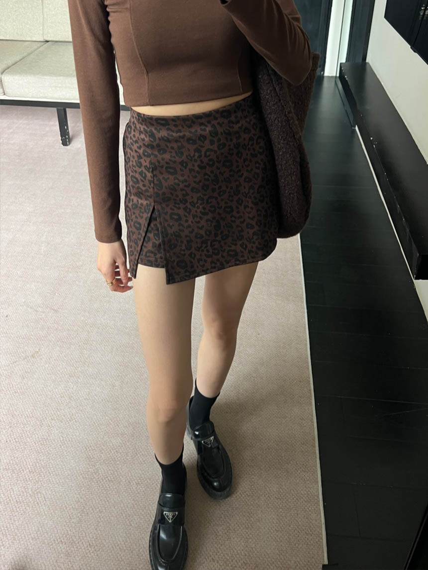 豹紋側開衩裙*2色