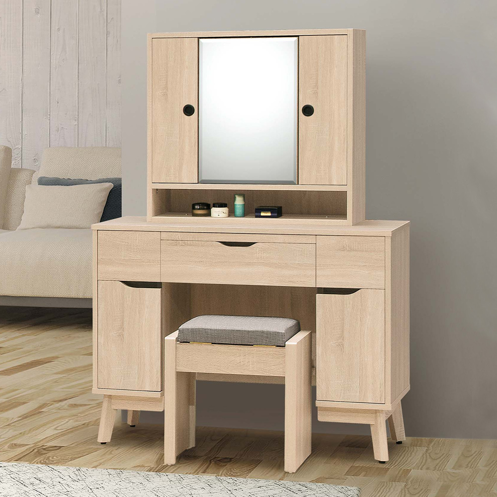 芬特3.3尺旋轉鏡化妝桌/鏡台/梳妝台(贈化妝椅)