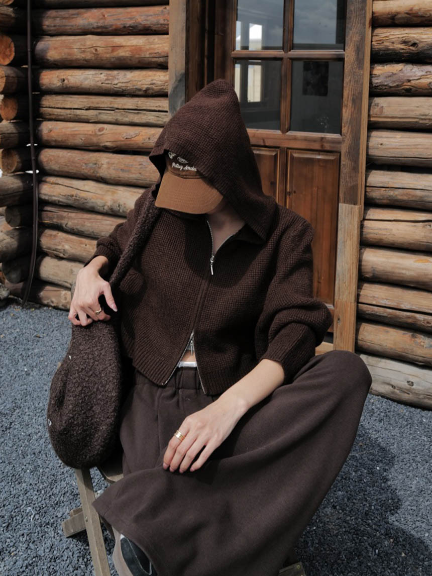 鬆餅格針織連帽外套*5色