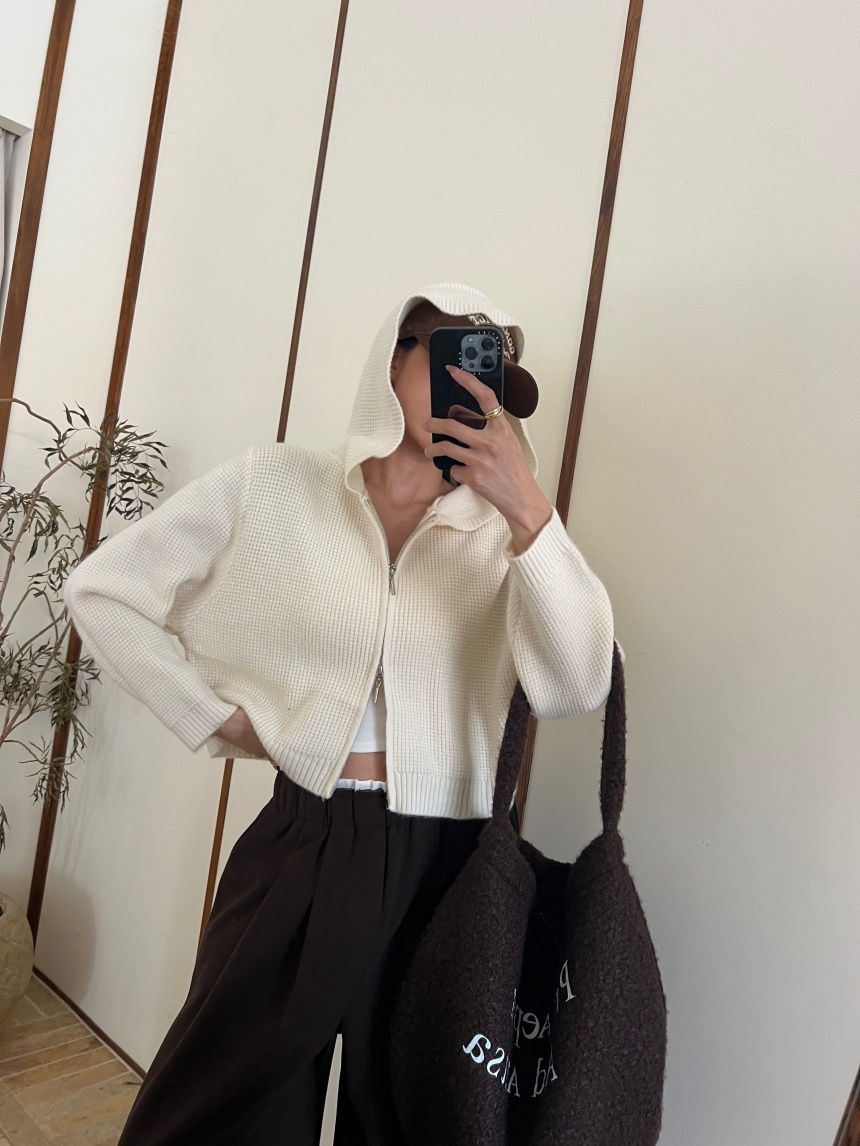 鬆餅格針織連帽外套*5色