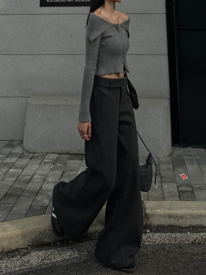 磨毛喇叭西裝褲*2色