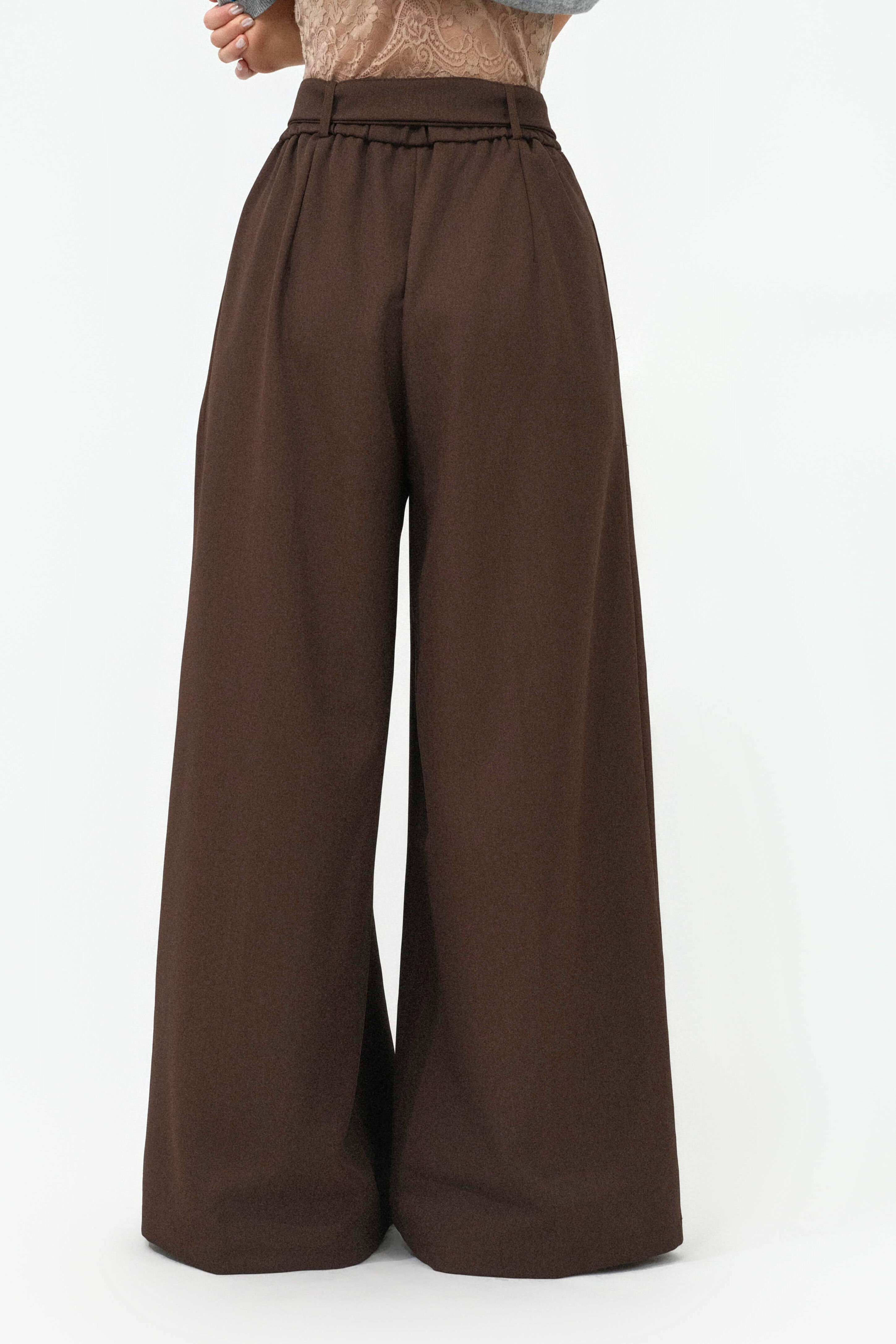 四褶連腰帶闊西褲  (預購產品）