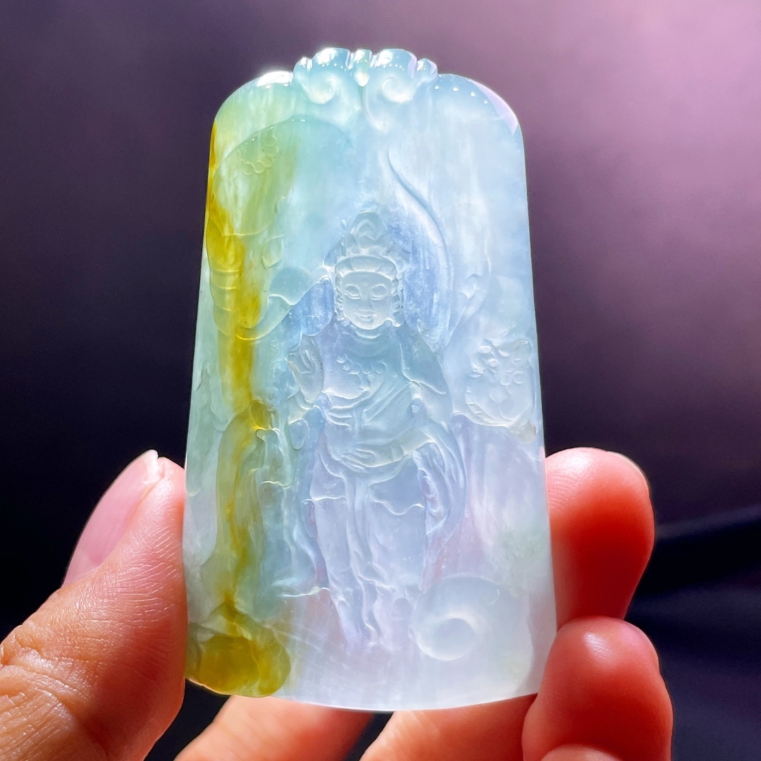 翡翠普賢菩薩吊墜,天然翡翠A玉, 緬甸玉, Jade, Jadeite