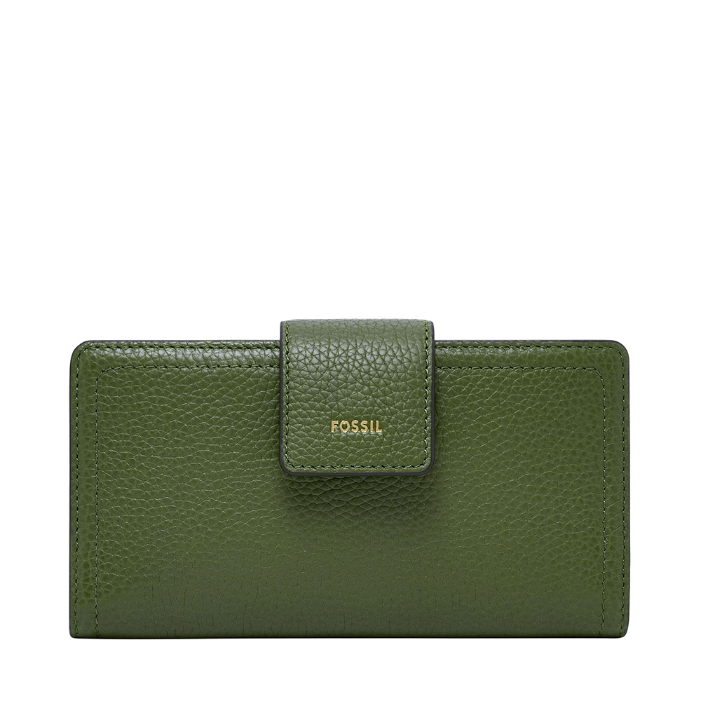 Logan 真皮扣式RFID防盜中長夾-果綠色 SL7830314