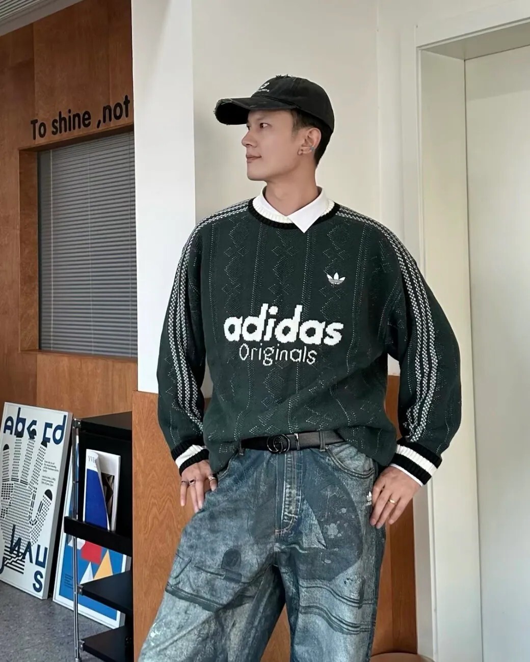 "代購" Adidas Originals U sweatshirt 復古針織圓領毛衣 男女同款