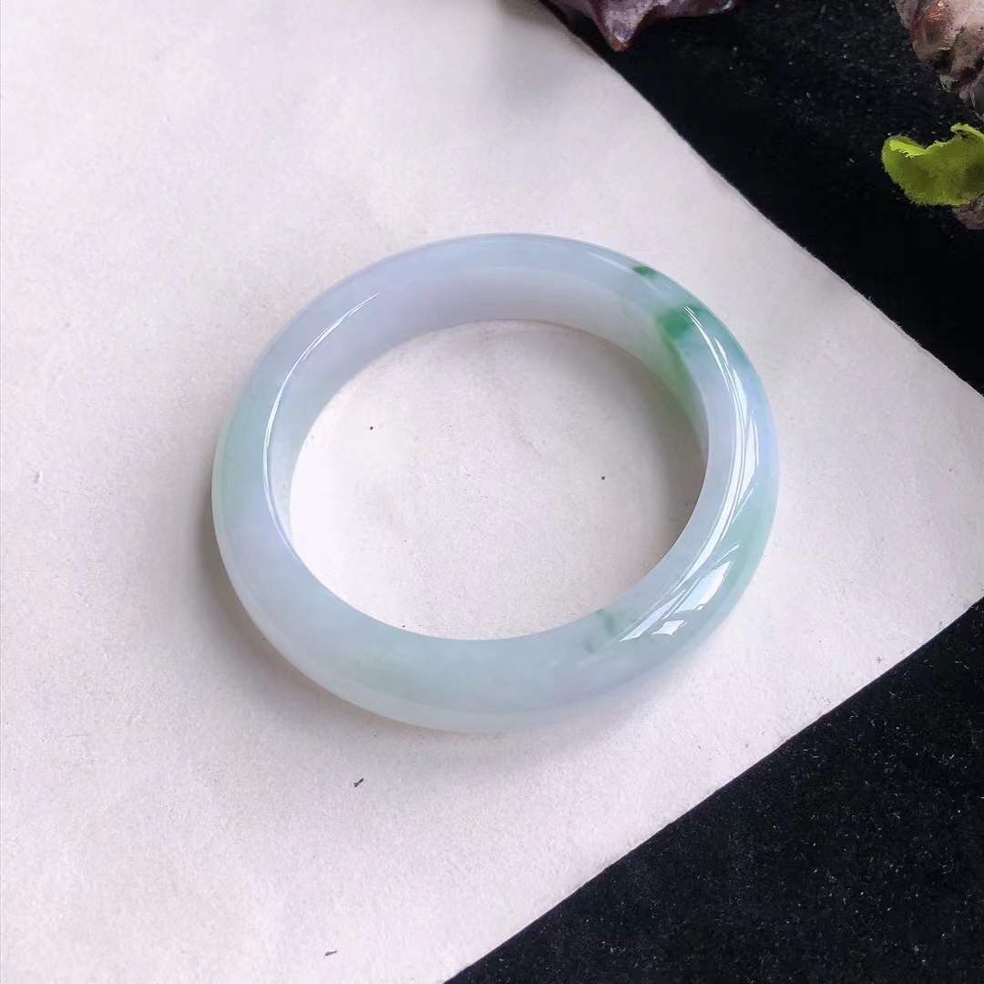 冰糯淡紫飄綠翡翠正圈手鐲,天然翡翠A玉, 緬甸玉, Jade, Jadeite