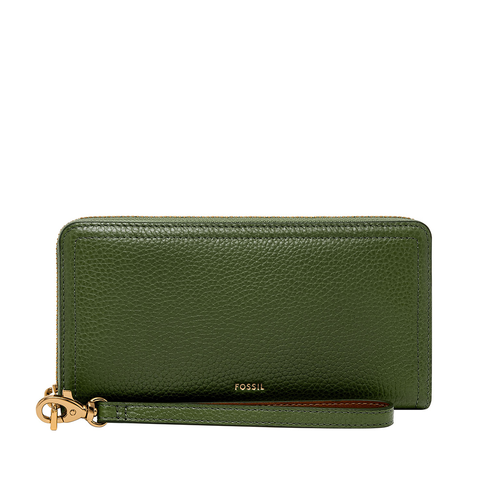 Logan 多層真皮拉鍊RFID防盜長夾-果綠色 SL7831314