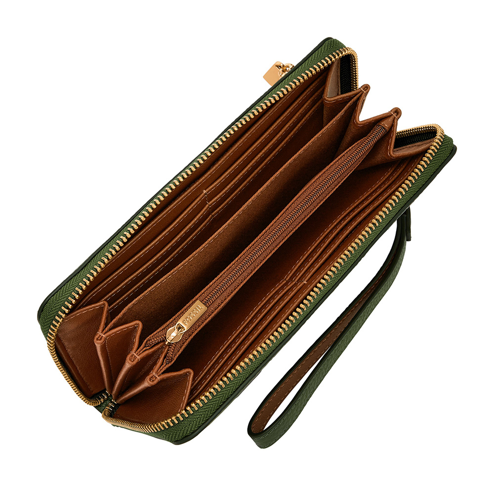 Logan 多層真皮拉鍊RFID防盜長夾-果綠色 SL7831314