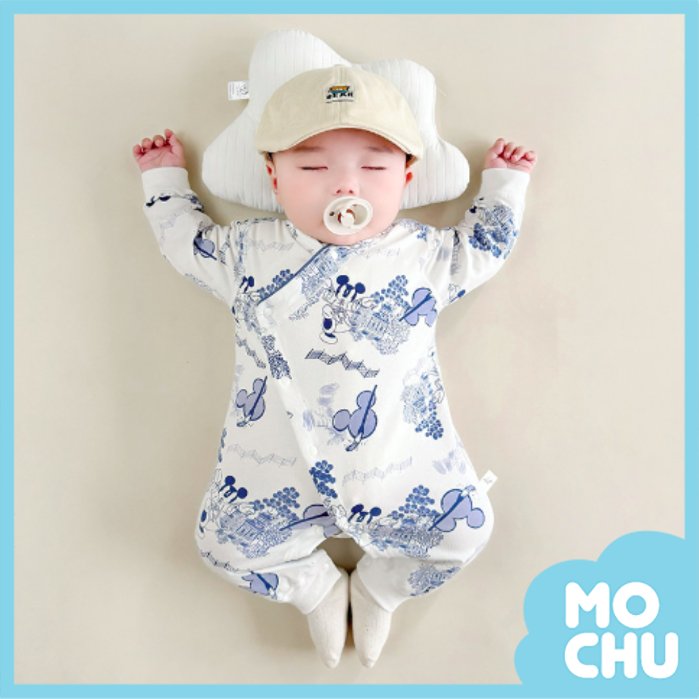 中國風米奇斜扣長袖包屁衣