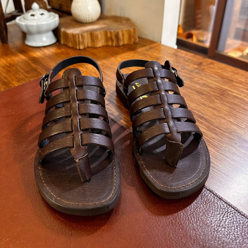 761 深咖馬皮 手工 羅馬涼鞋