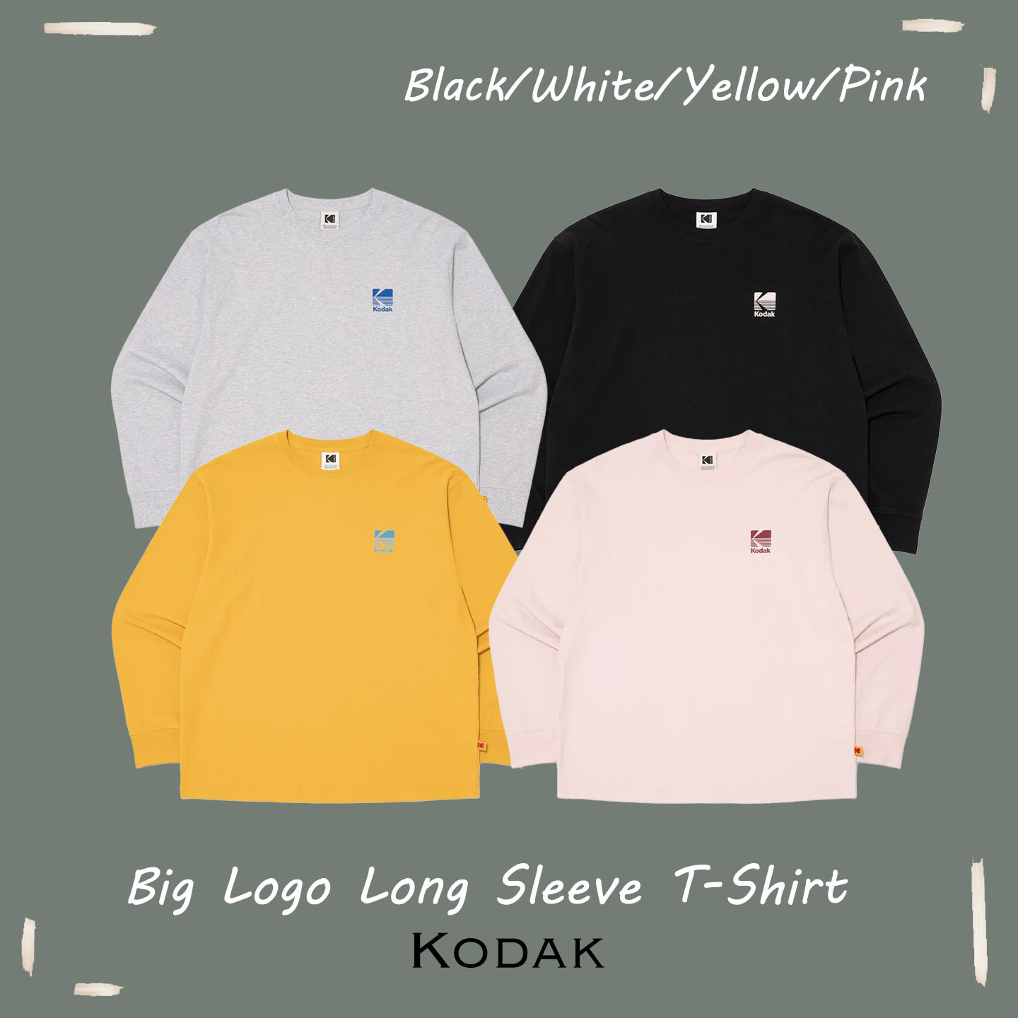 【OWN】Kodak 經典 長袖 上衣 大LOGO 薄長袖 秋冬新品 經典款 不分男女 黑 黃 灰 米