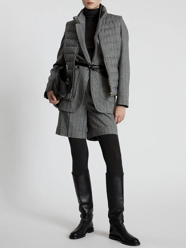 LORENA 條紋毛料五分褲