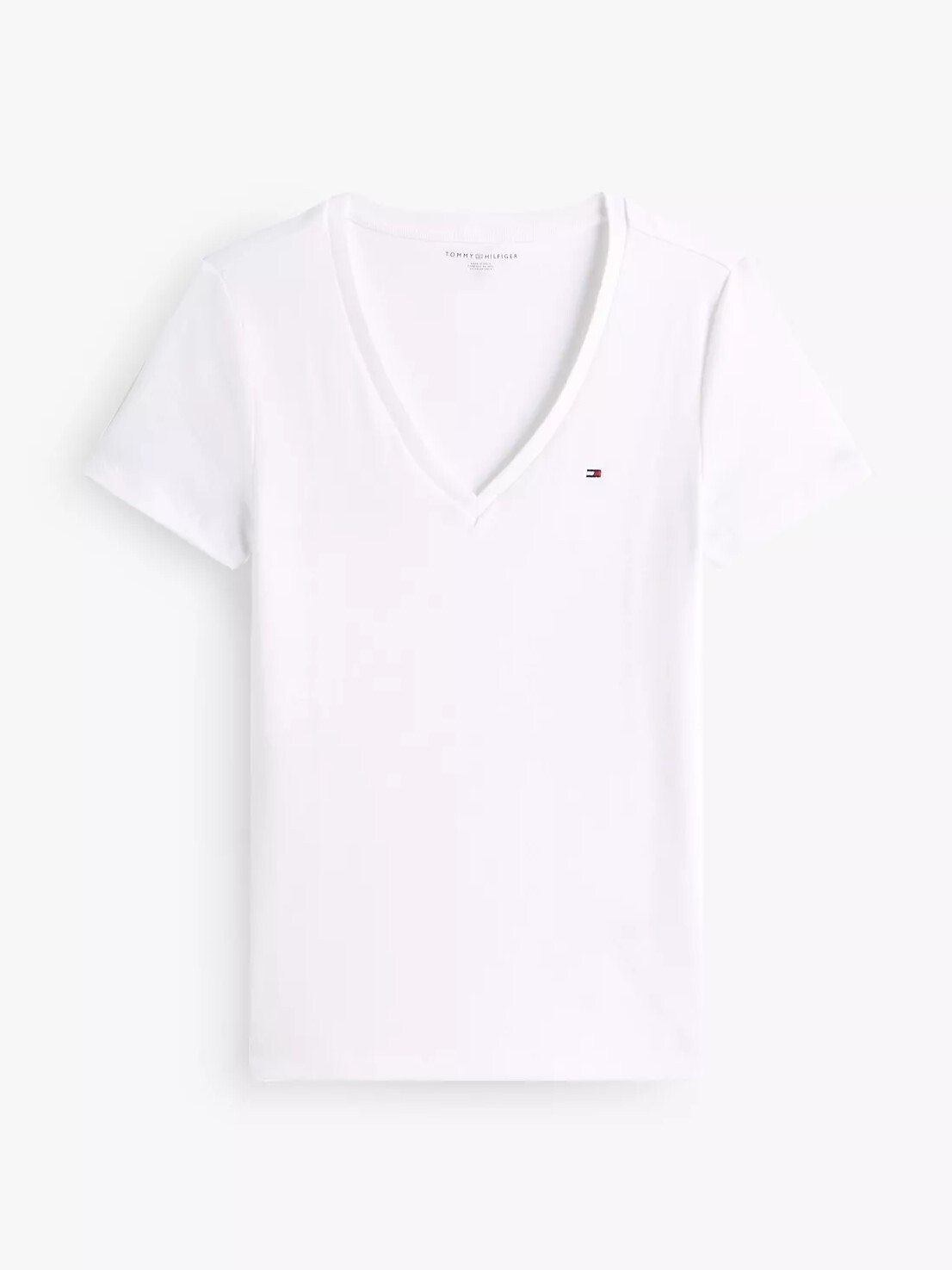[S] TOMMY HILFIGER ESSENTIAL FAVORITE V-NECKT T-SHIRT,WHITE, 7648538-101 (STH170)