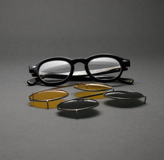 Vatic John 兩用波士頓鏡框 外掛式墨鏡 板材鏡框 - 黑色 附漸層藍外掛式鏡片