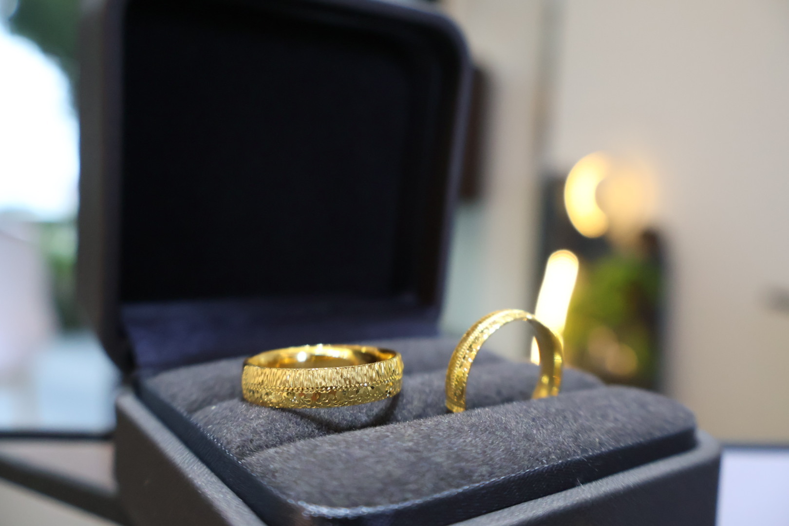 霧砂光邊金對戒