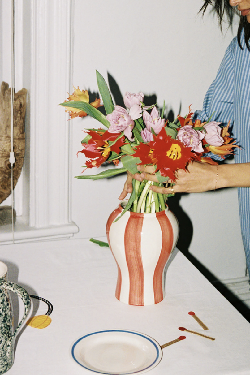 HAY Sobremesa小款花瓶 - 紅白條紋