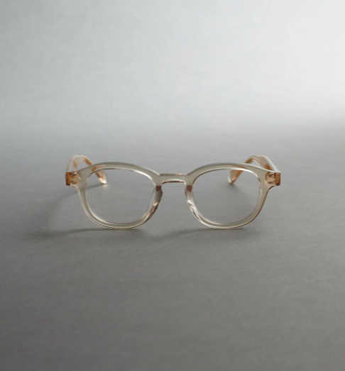 Vatic John 兩用波士頓鏡框 復古外掛式墨鏡 板材鏡框 - 香檳色 附漸層藍外掛式鏡片