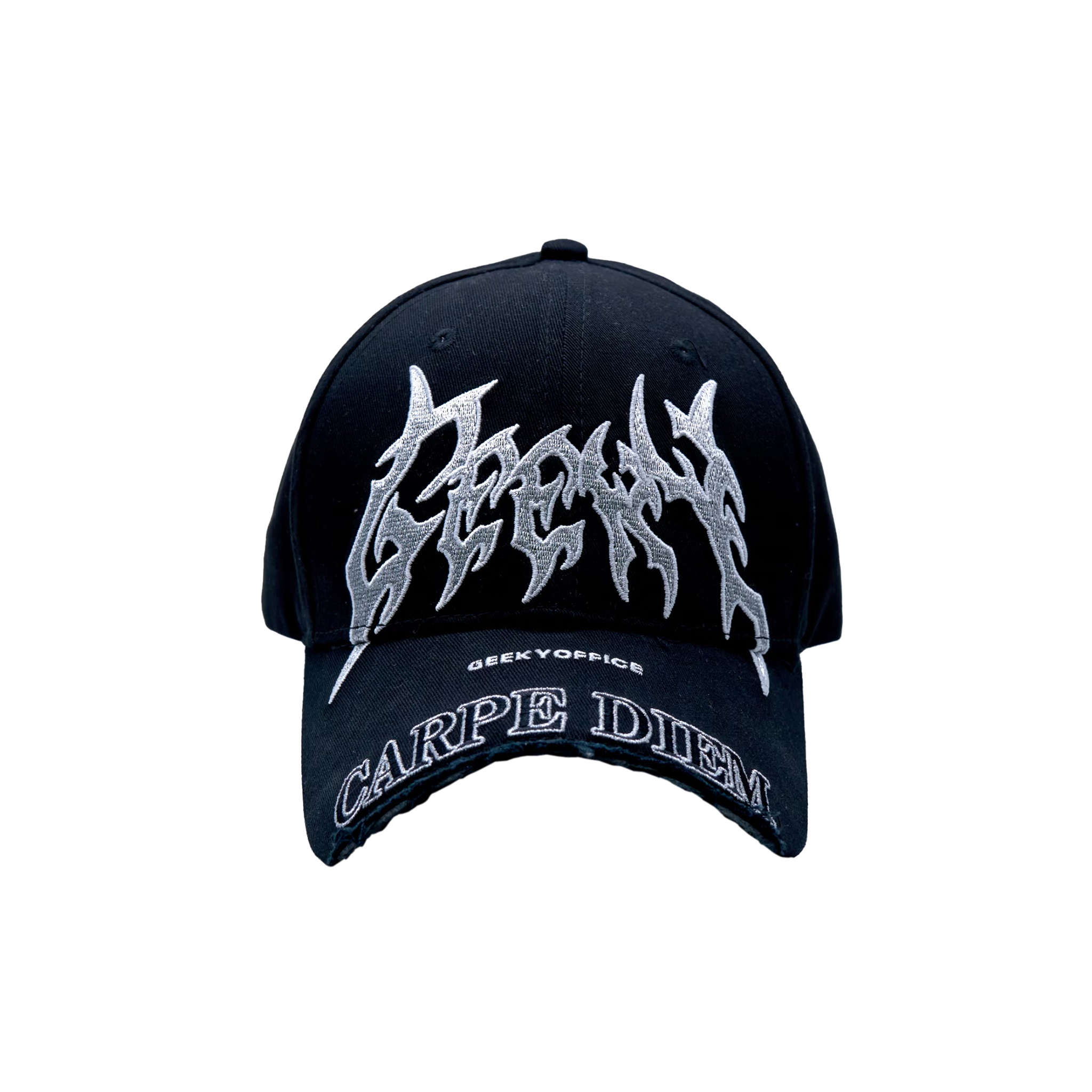 GEEKY 金屬搖滾字斷簷彎帽-黑