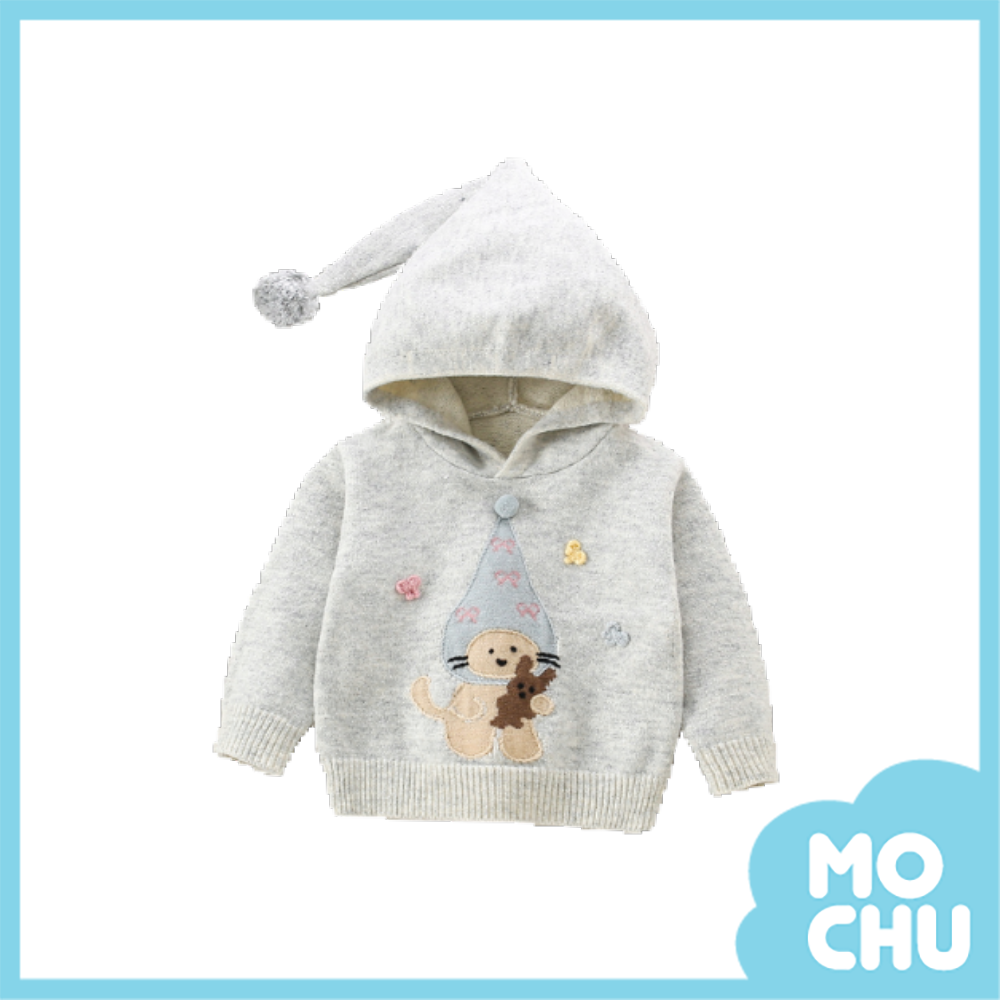 高帽小貓咪連帽針織上衣(四色)