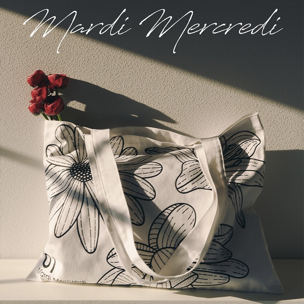 韓國｜MARDI MERCREDI CANVAS BAG TRIPLE FLOWER 帆布包
