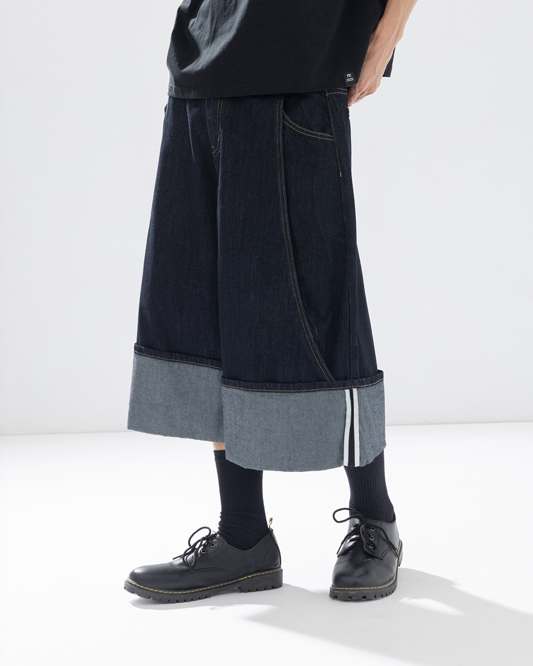Men's Original Color Pleated Denim Capri Pants S/M/L/XL【04011856】in stock+pre-order