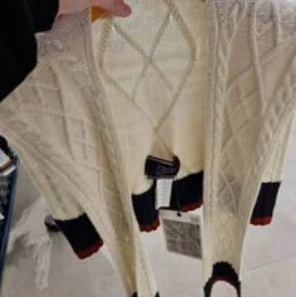 [S] ROMANTIC CROWN CABLE KNIT SHAWL MUFFLER,OATMEAL, 3224MF400233 (SZZ810)