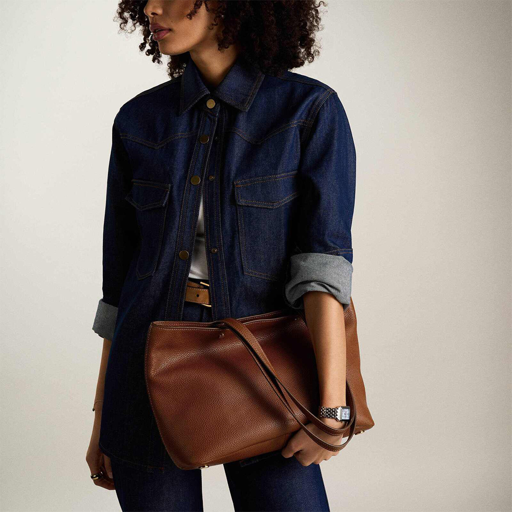 JESSIE 真皮托特包-咖啡色 ZB11105200