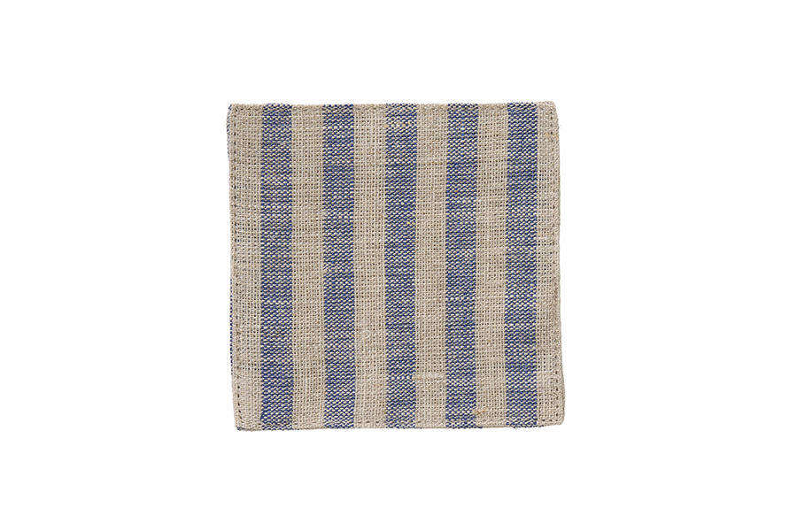 fog linen work - 亞麻杯墊／復古藍孟加拉條紋