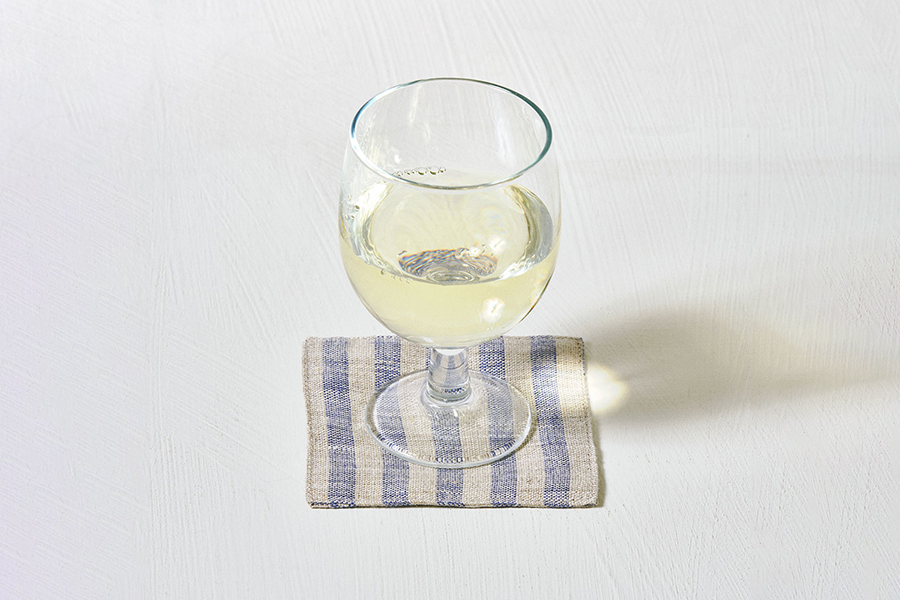 fog linen work - 亞麻杯墊／復古藍孟加拉條紋
