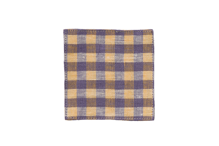 fog linen work - 亞麻杯墊／紫黃嘉頓格紋