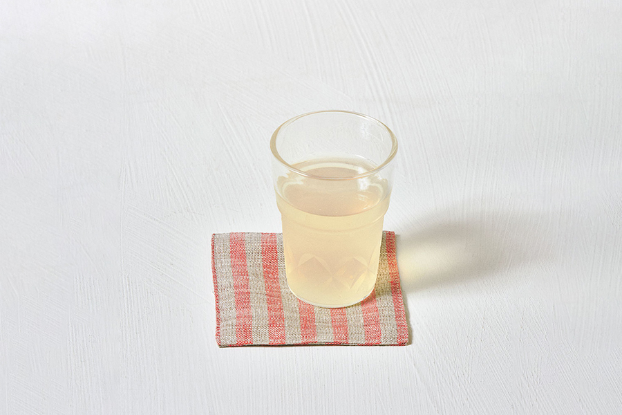 fog linen work - 亞麻杯墊／復古淺緋孟加拉條紋