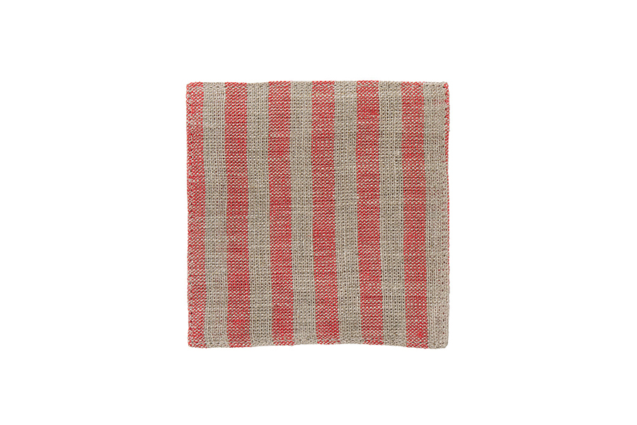 fog linen work - 亞麻杯墊／復古淺緋孟加拉條紋