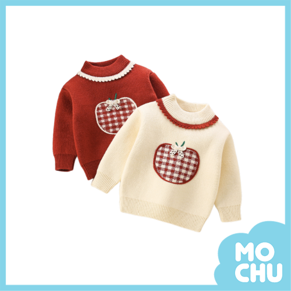 紅格蘋果加絨針織上衣(二色)