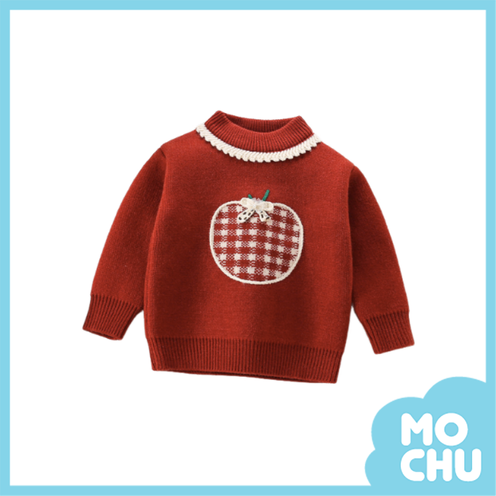 紅格蘋果加絨針織上衣(二色)