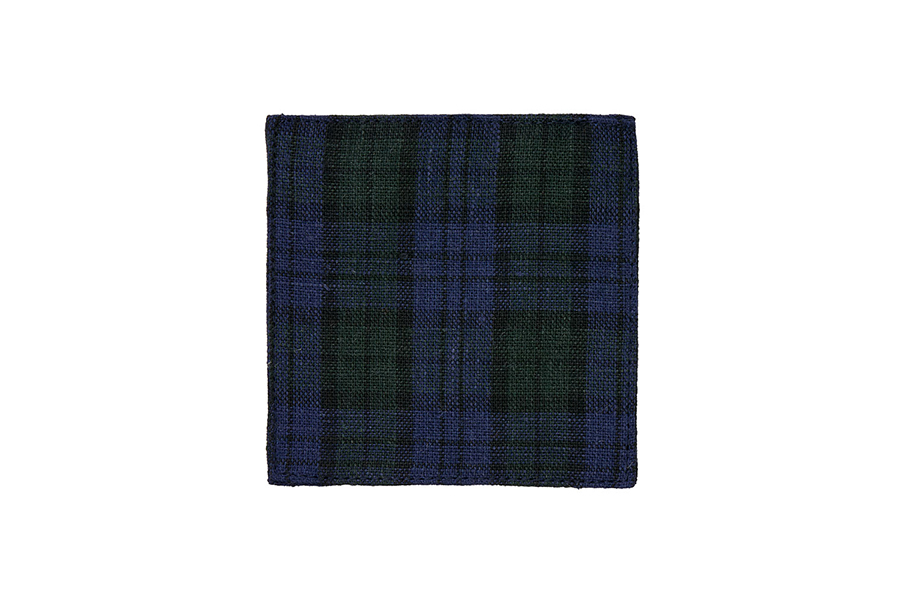 fog linen work - 亞麻杯墊／深綠底深藍線蘇格蘭格紋