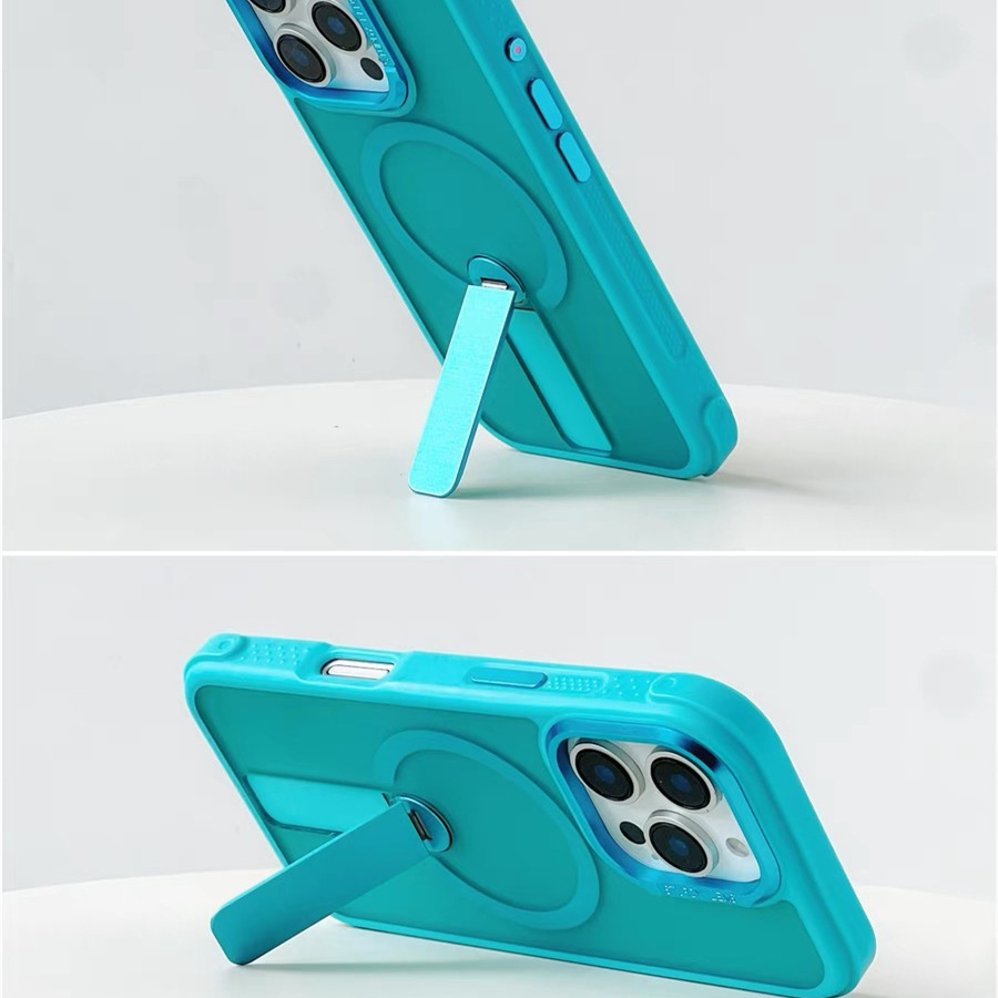 【直立旋轉支架】多巴胺超美色 iphone 雙倍增厚邊角磁吸防摔殼