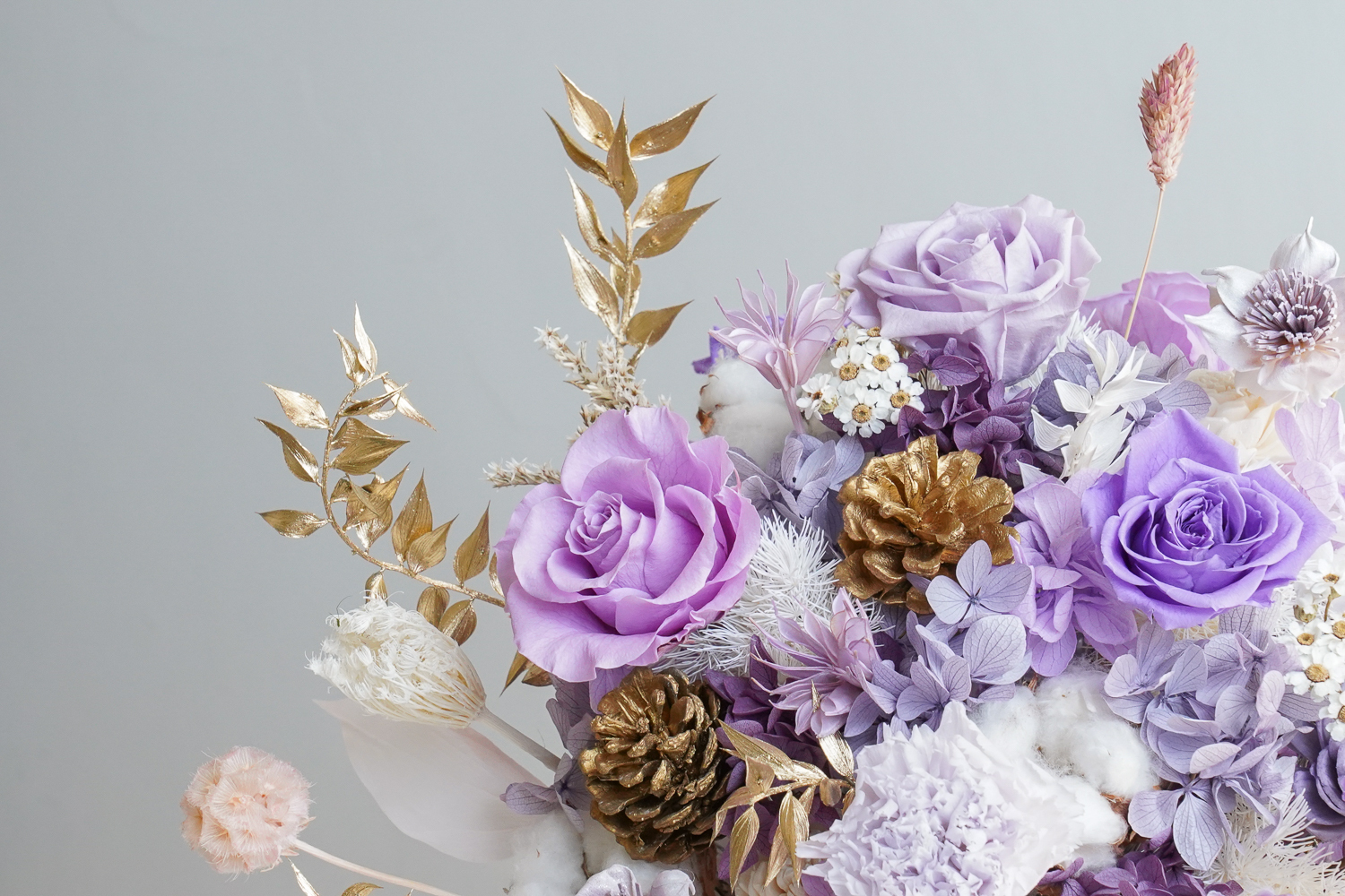 莫內的紫色花園,紫色永生花開幕盆花推薦,升遷送花推薦,特寫