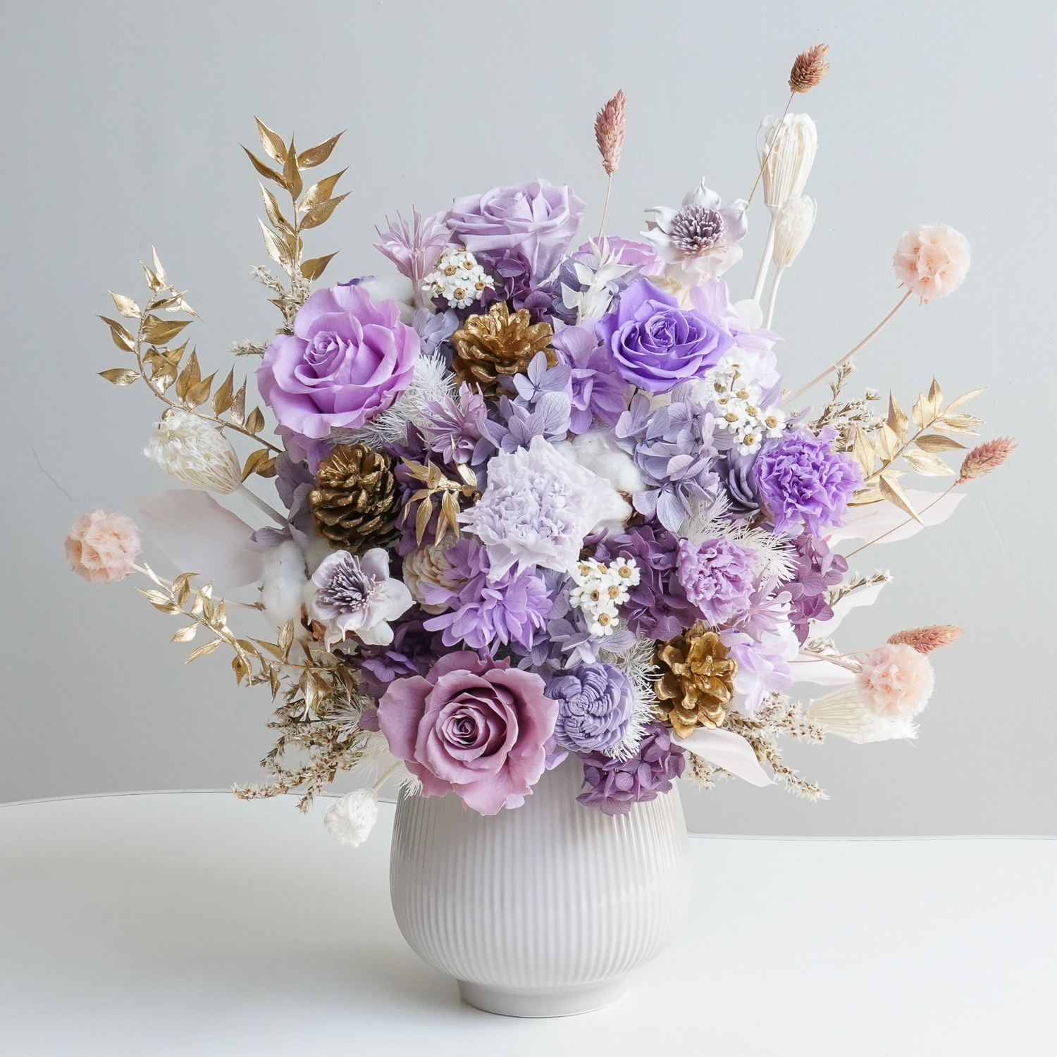 莫內的紫色花園,紫色永生花開幕盆花推薦,升遷送花推薦