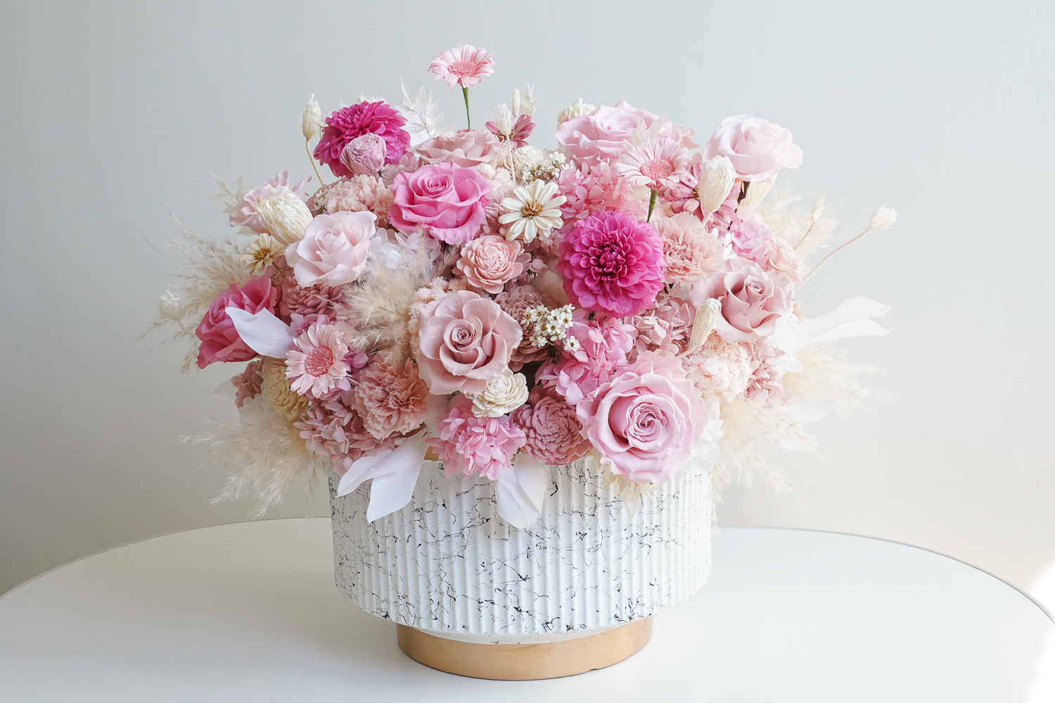 永生花盆花,大型粉色永生花盆,粉色永生花花開富貴,粉色永生花,特寫永生花推薦