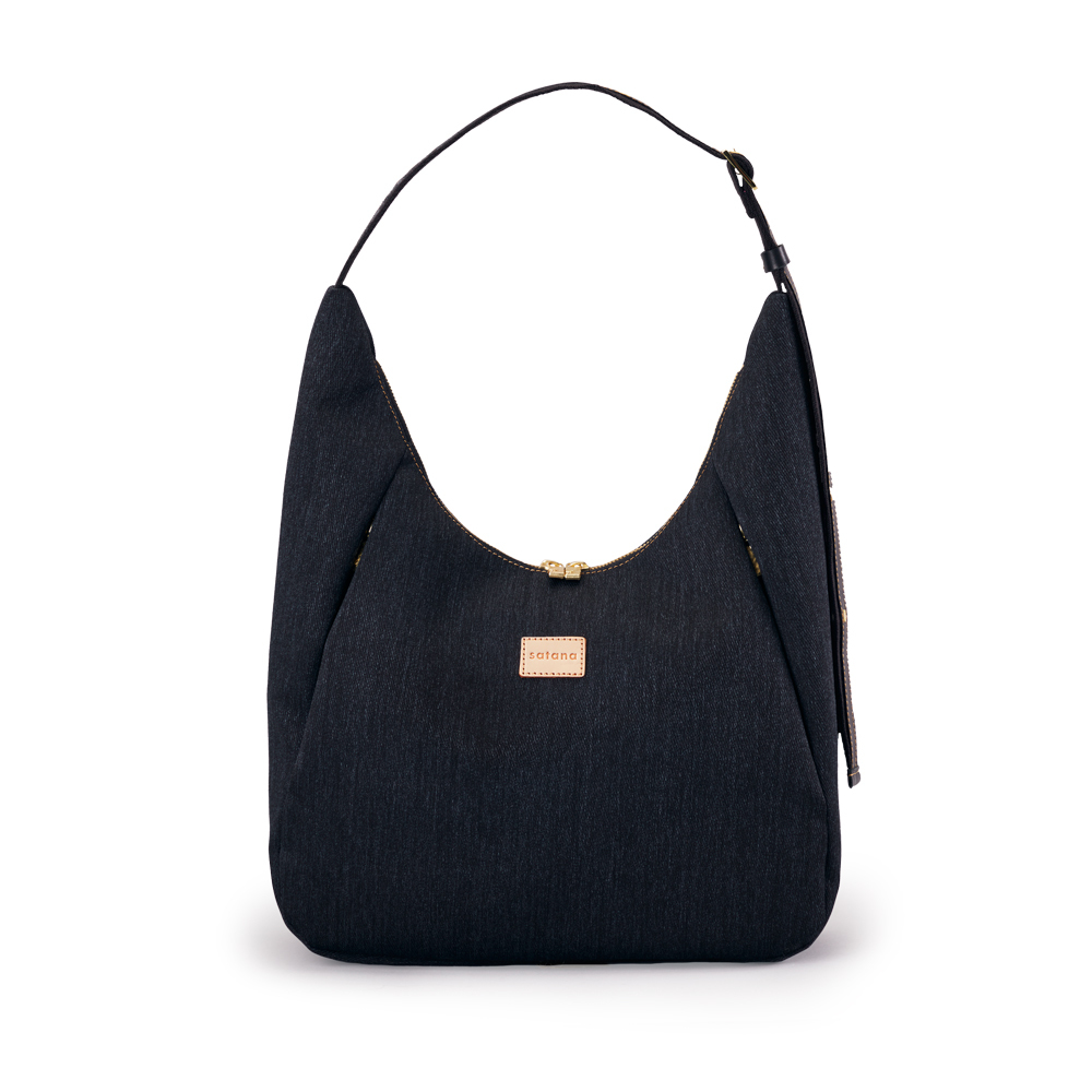 Denim 彎月單肩包-丹寧黑