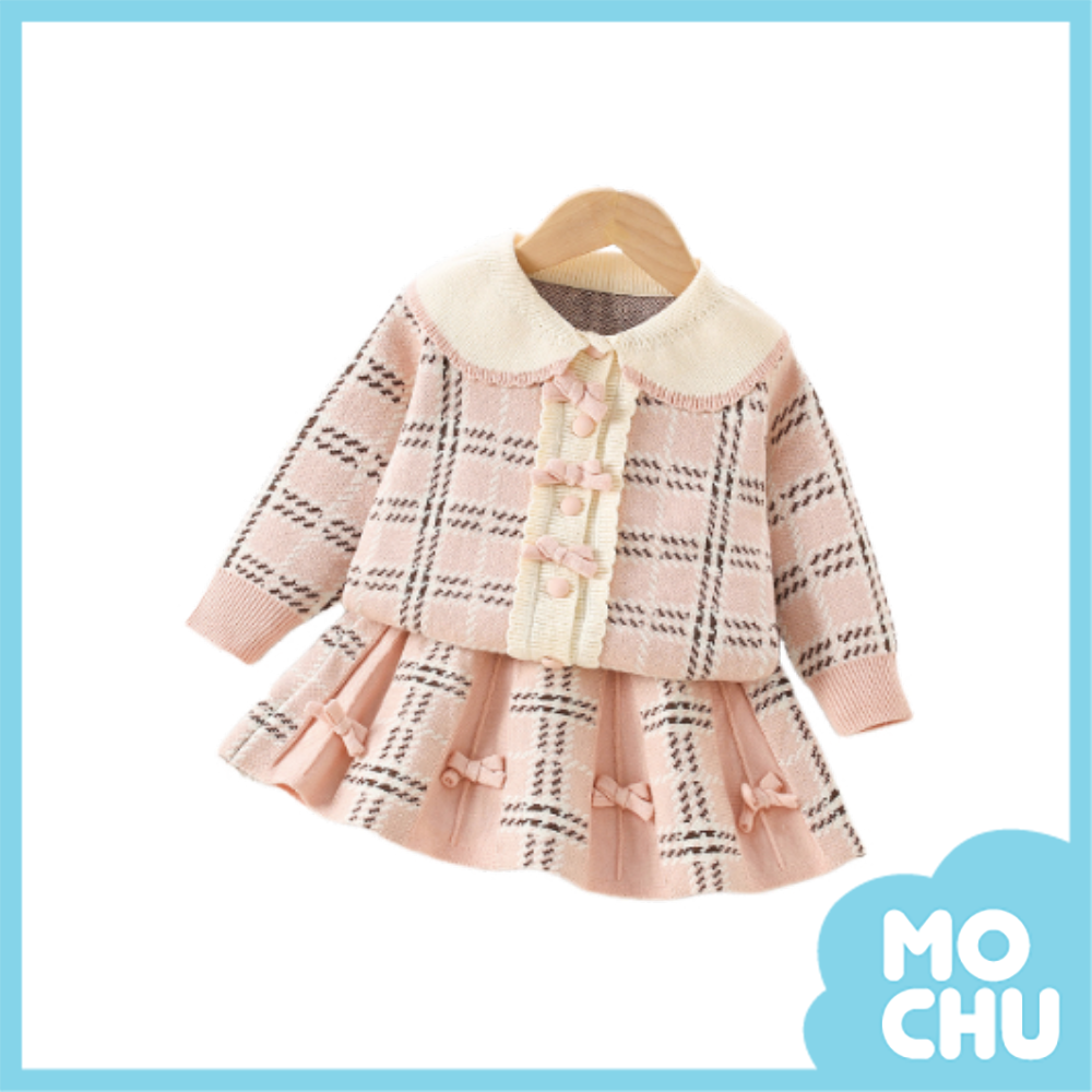 格紋小淑女針織套裝(四色)