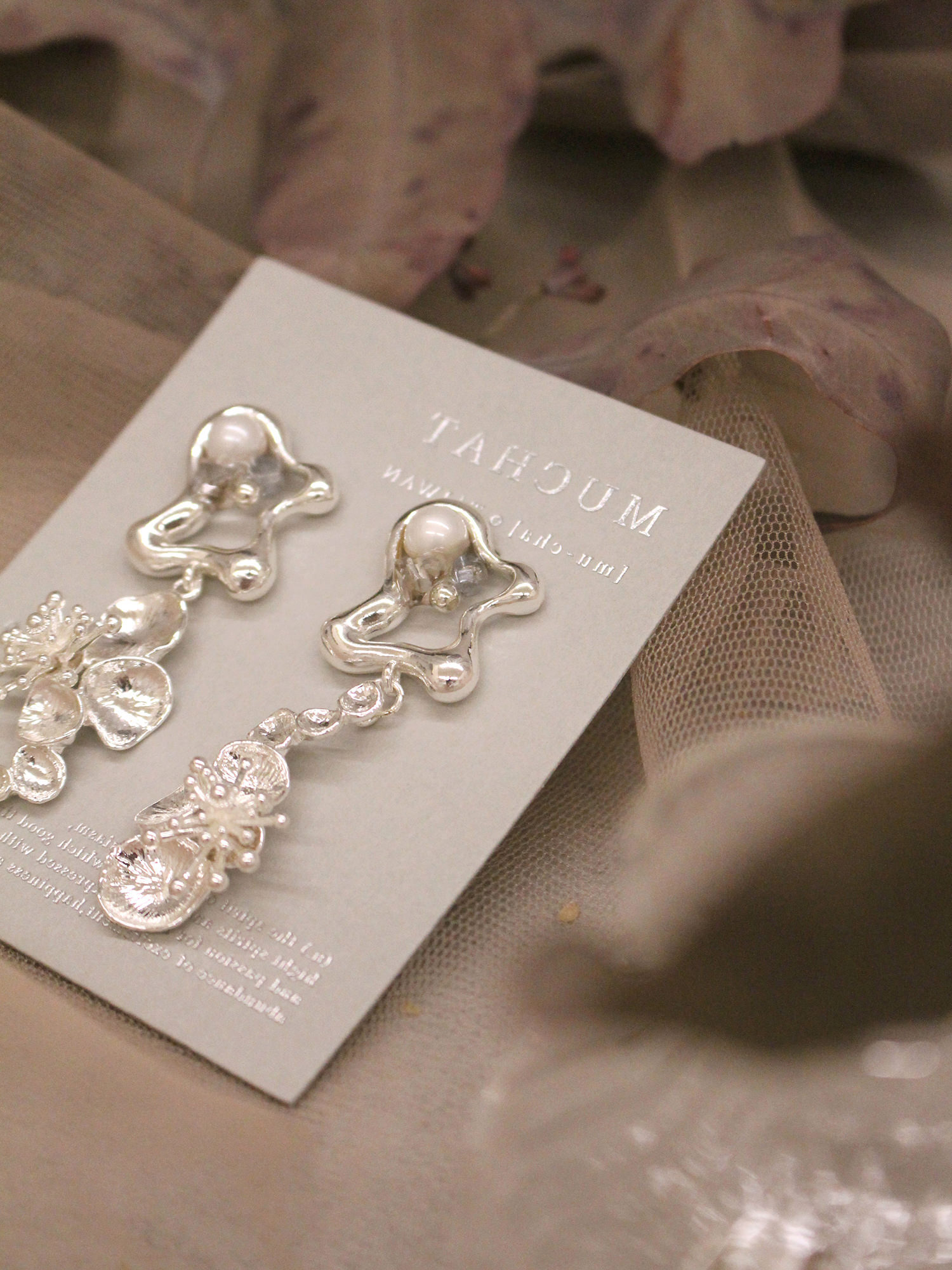 海邊有座圖書館。MUCHAT手作幾何珍珠煙花純銀針耳環