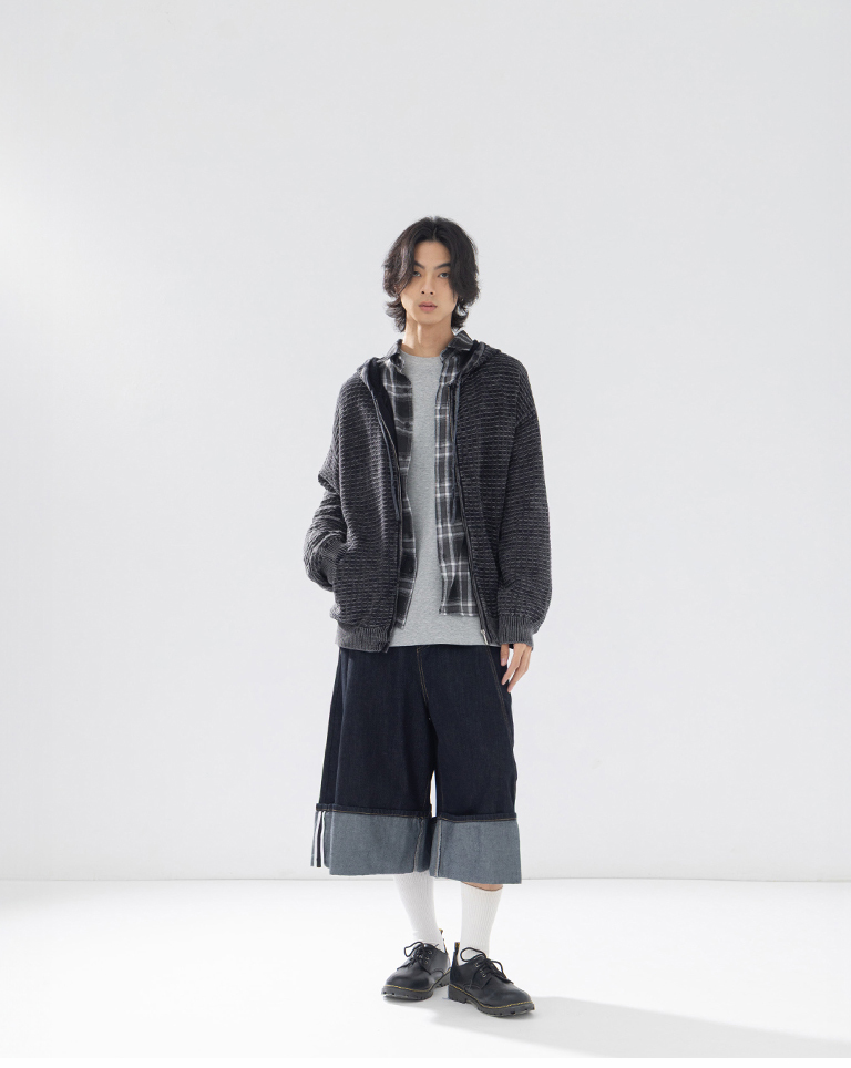 Men's Original Color Pleated Denim Capri Pants S/M/L/XL【04011856】in stock+pre-order