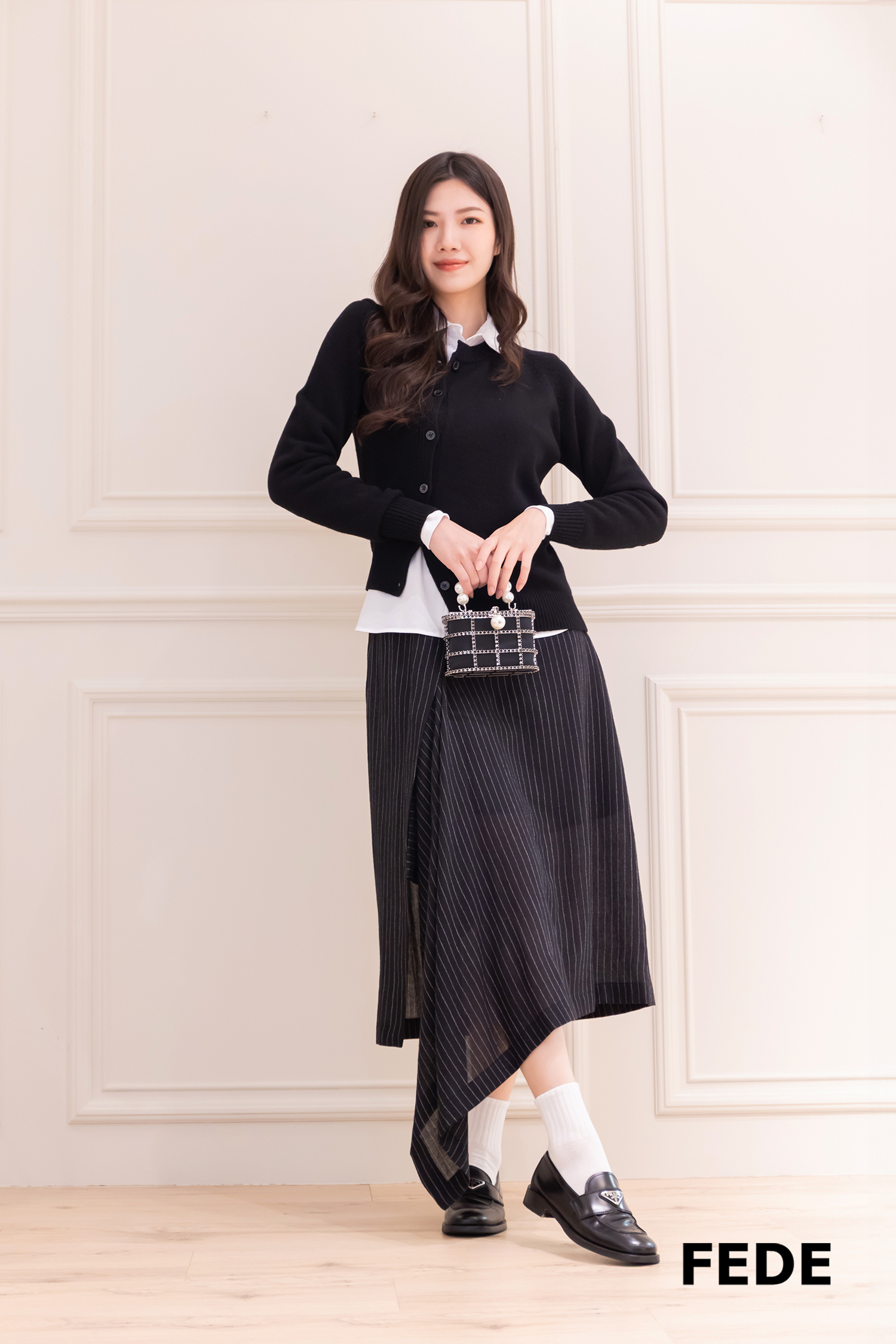 LORENA 條紋不規則長裙