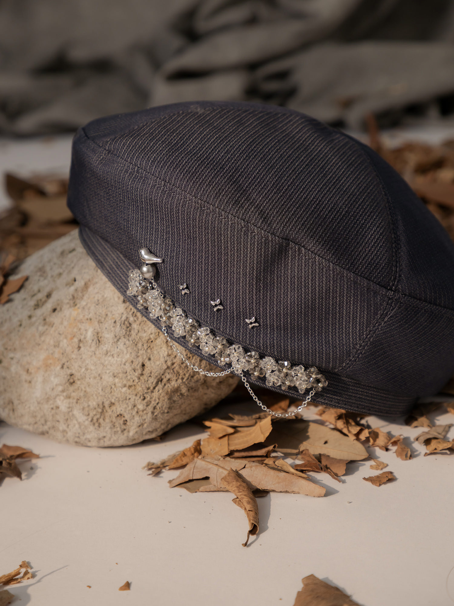 吉米模範生。MUCHAT手作銀雀珠花貝蕾帽